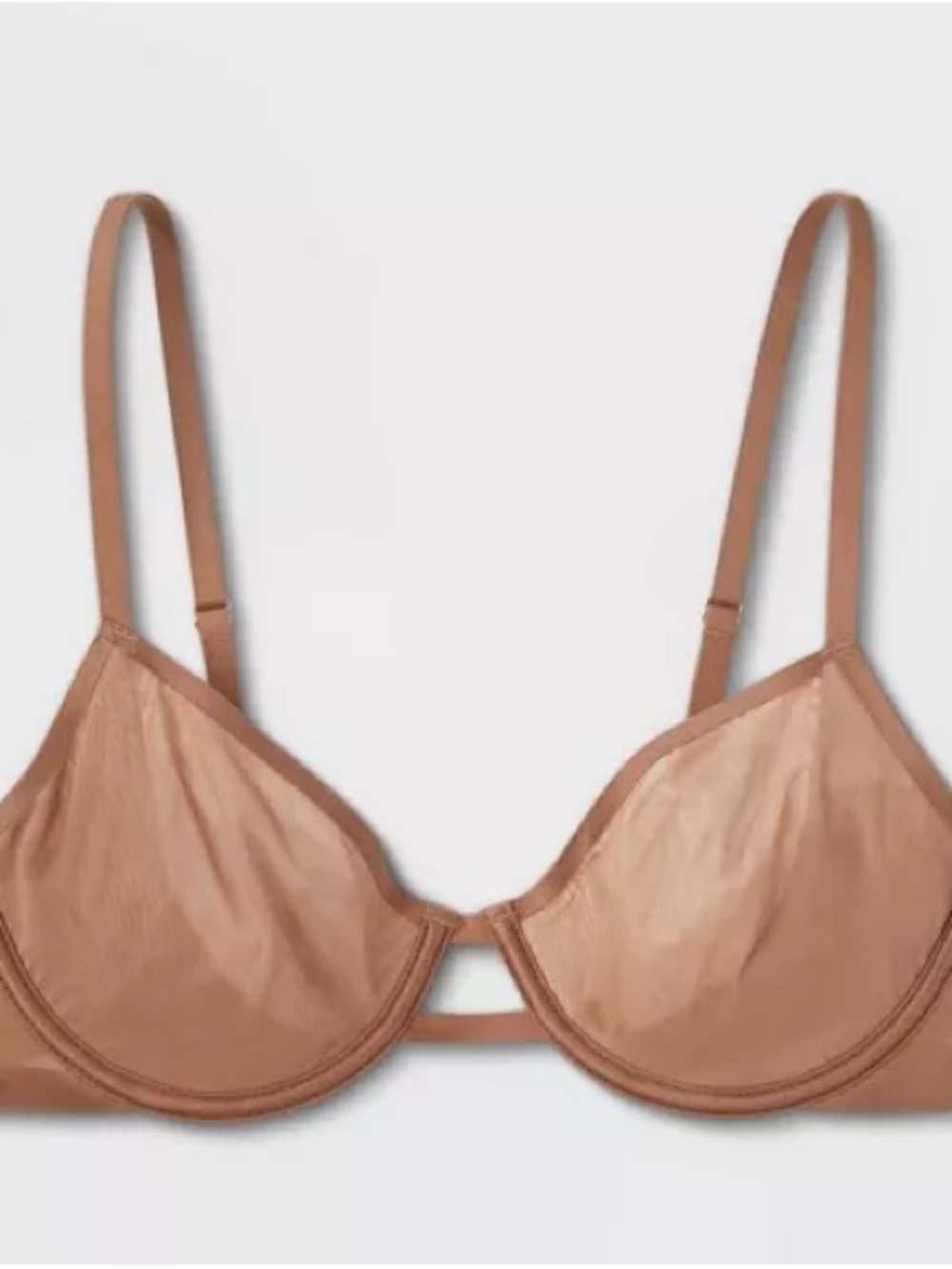 NWT Women's Mesh Unlined Demi Bra Auden™ Brown 44 DD Adjustable Strap Underwire